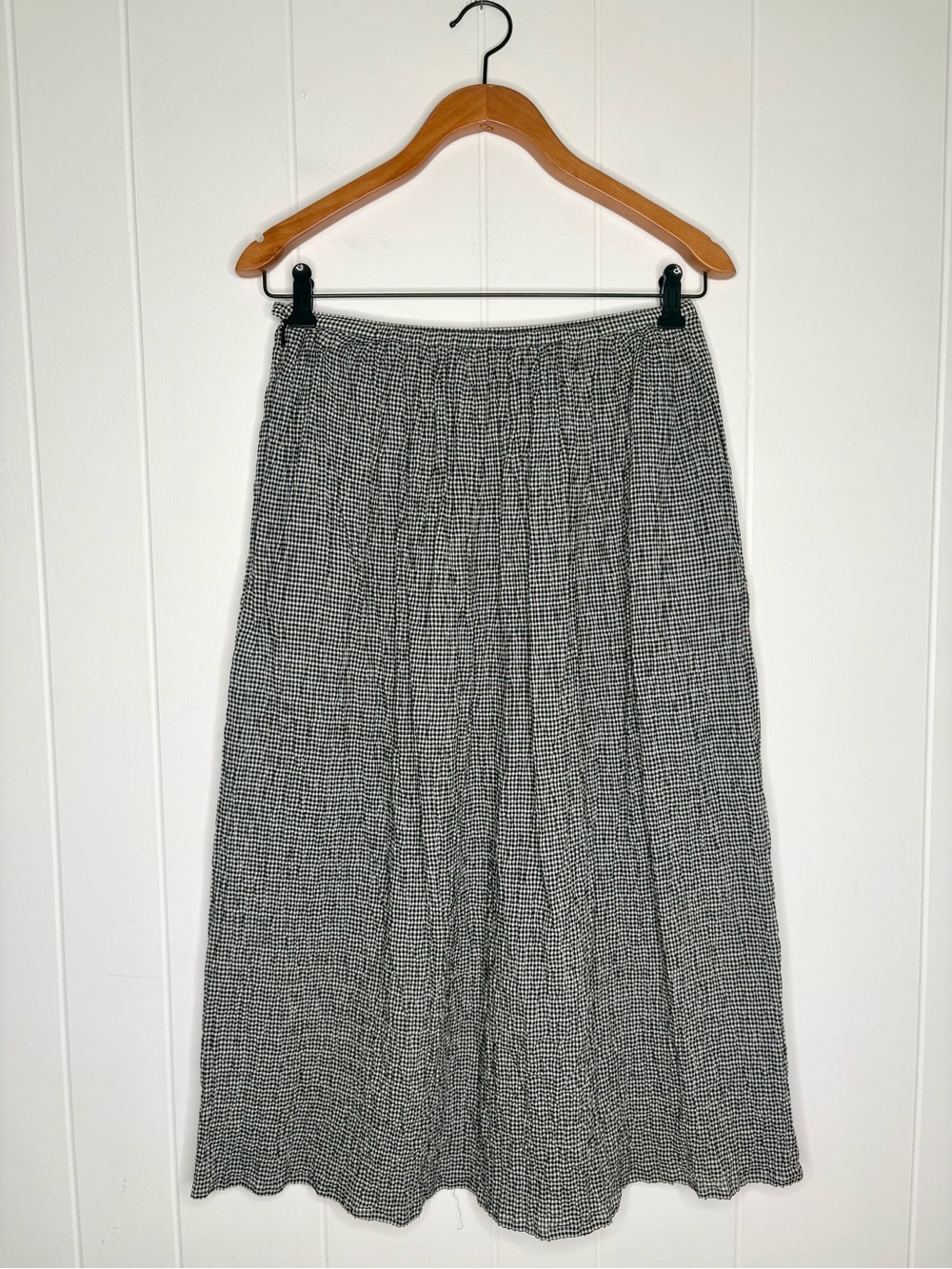 Agnes B. Paris Black White Gingham Seersucker Skirt Lightweight Small Cotton - Picture 4 of 10